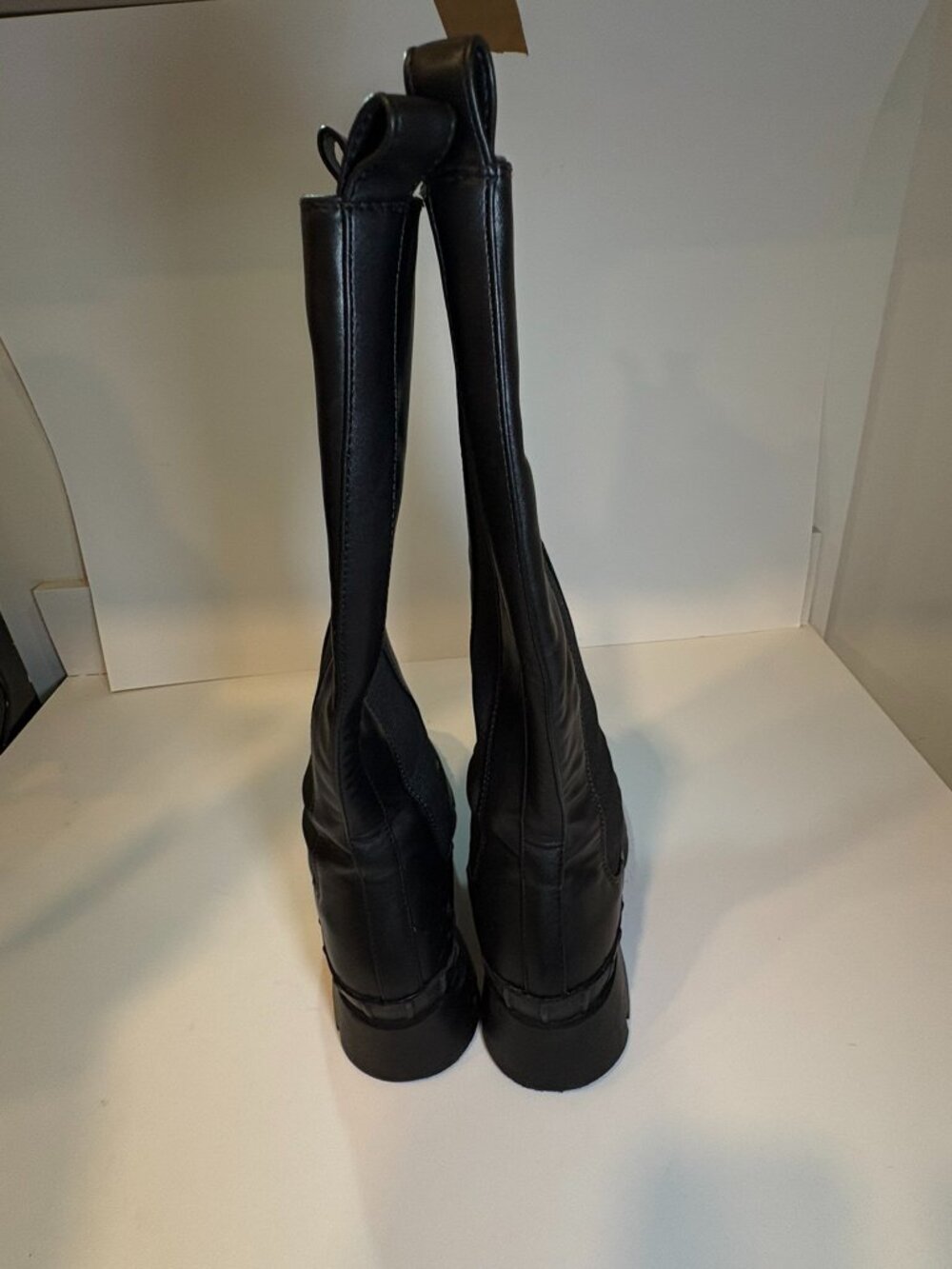 KURU Black Knee High Chunky Lug Sole Stretch Boots Women's Size 8 Edgy Platform - Picture 11 of 14